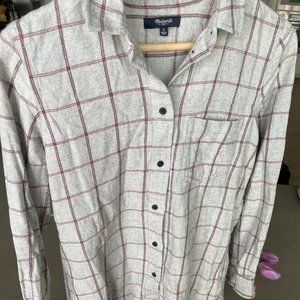 Madewell long sleeve shirt, button up, plaid